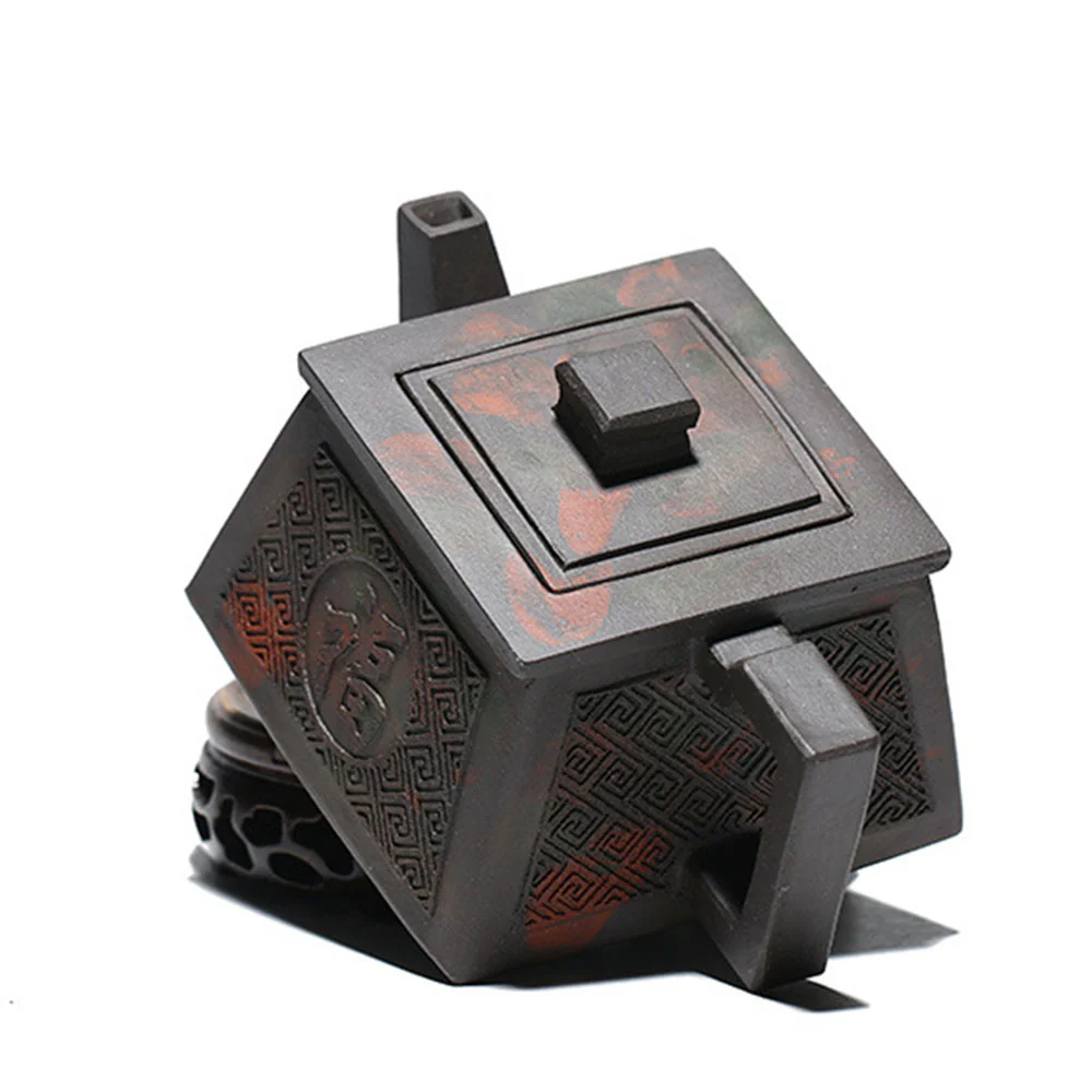 Yixing Clay Happiness Longevity Square Teapot - Image 4