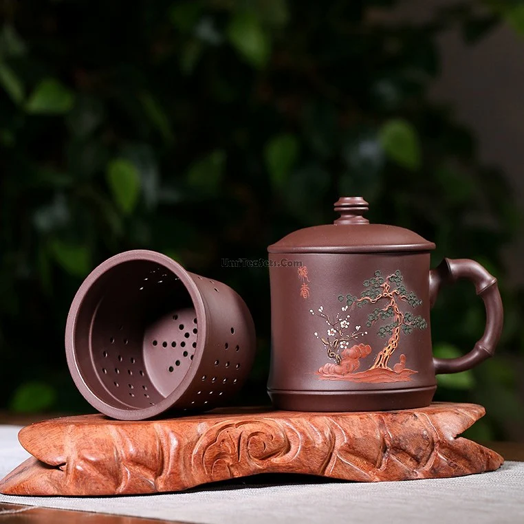 Yixing Clay Tea Cup With Infuser And Stand - Image 4