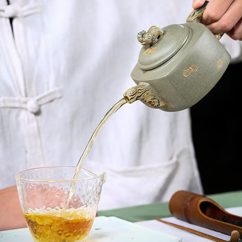 Yixing Green Clay Elephant Teapot - Image 10