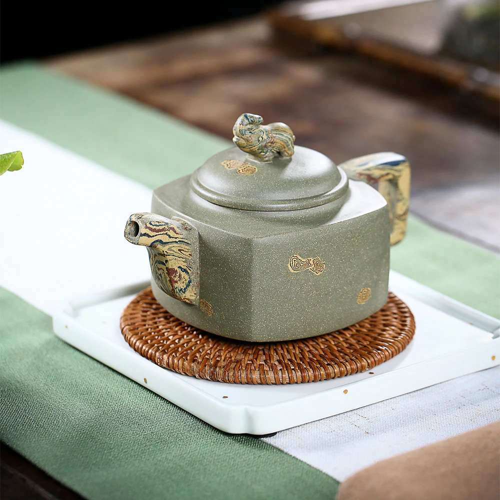 Yixing Green Clay Elephant Teapot - Image 3