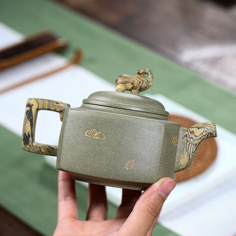 Yixing Green Clay Elephant Teapot - Image 5