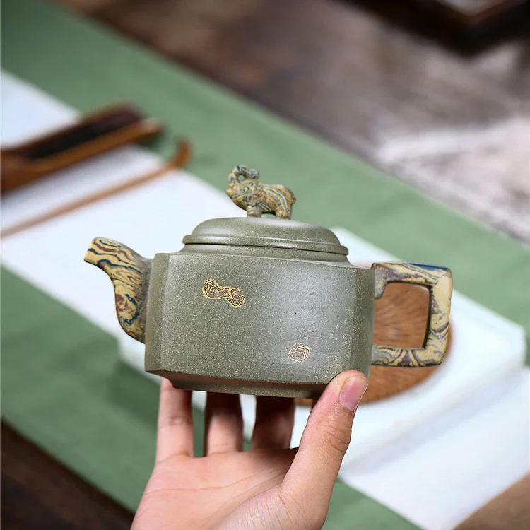 Yixing Green Clay Elephant Teapot - Image 6