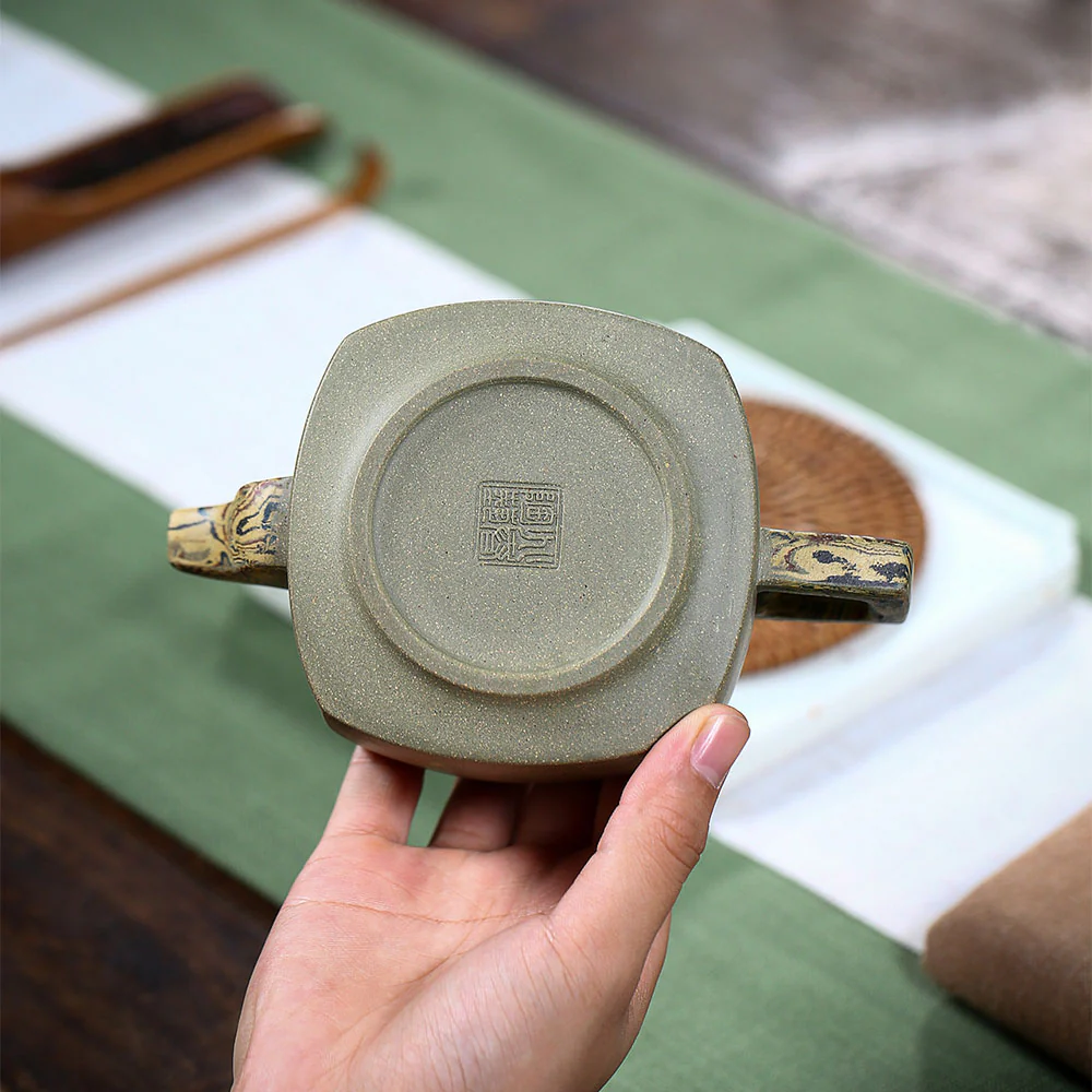 Yixing Green Clay Elephant Teapot - Image 8