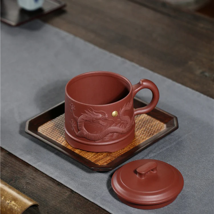 Yixing Purple Clay Carved Dragon Tea Mug - Image 12
