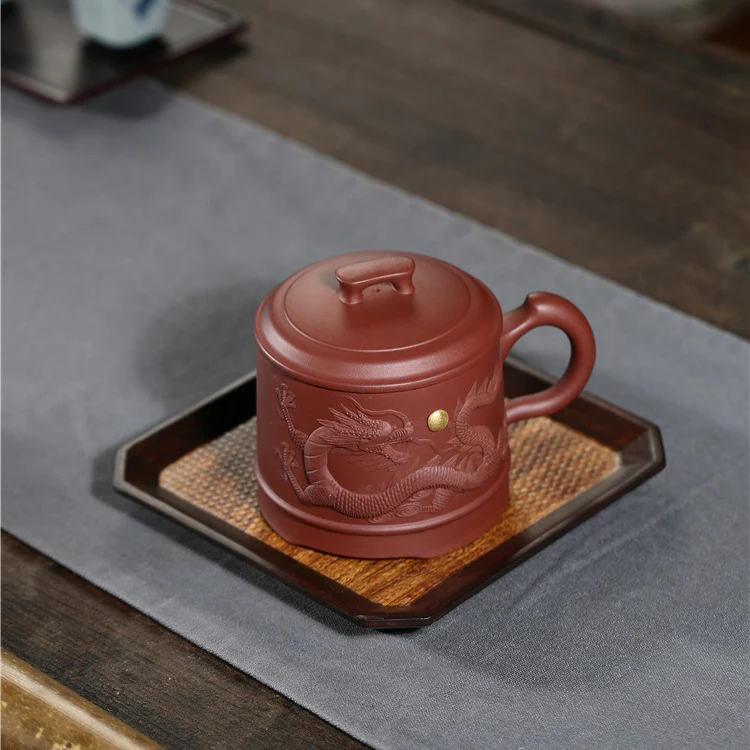Yixing Purple Clay Carved Dragon Tea Mug - Image 13