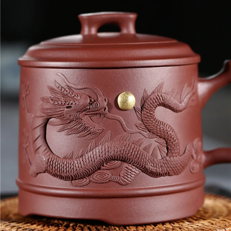 Yixing Purple Clay Carved Dragon Tea Mug - Image 14
