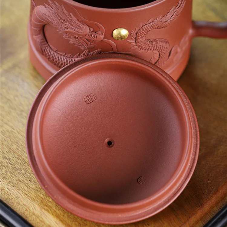 Yixing Purple Clay Carved Dragon Tea Mug - Image 17