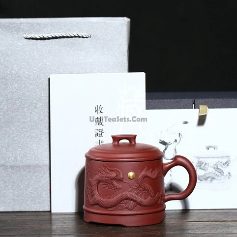 Yixing Purple Clay Carved Dragon Tea Mug - Image 5