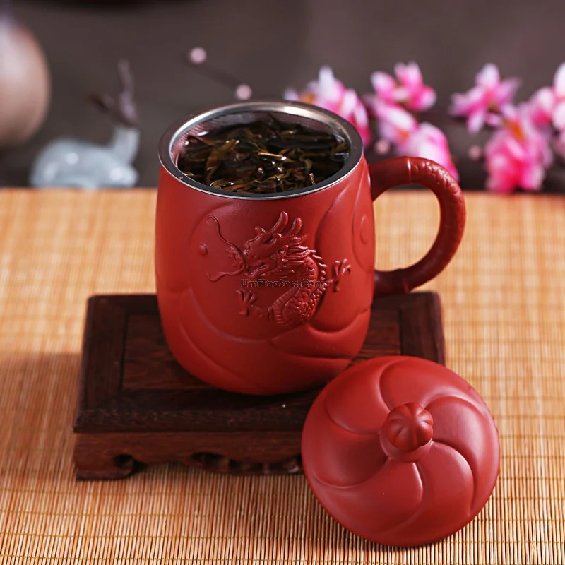 Yixing Purple Clay Dragon Tea Cup With Infuser - Image 7