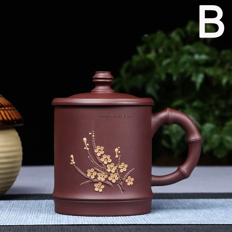 Yixing Purple Clay Plum Bamboo Tea Cup - Image 3