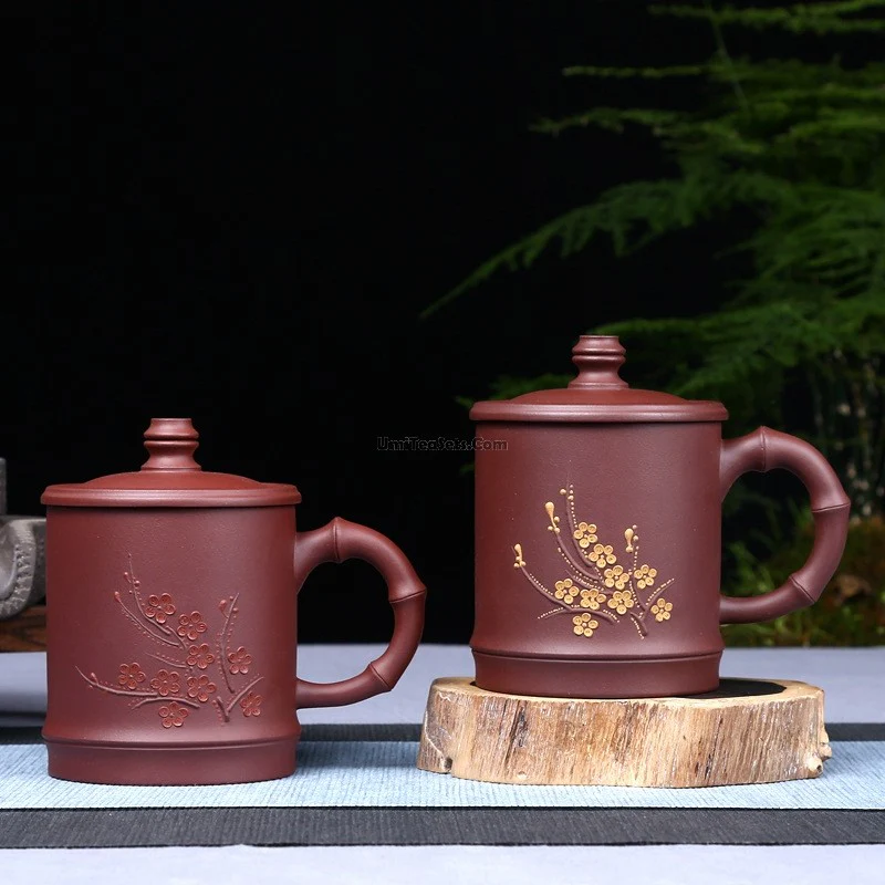 Yixing Purple Clay Plum Bamboo Tea Cup - Image 5