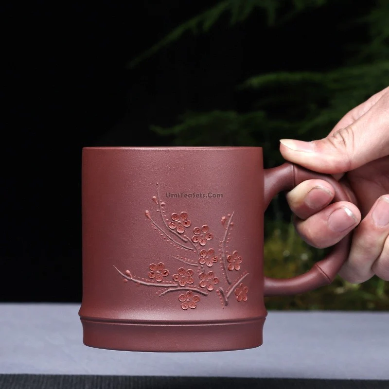 Yixing Purple Clay Plum Bamboo Tea Cup - Image 6