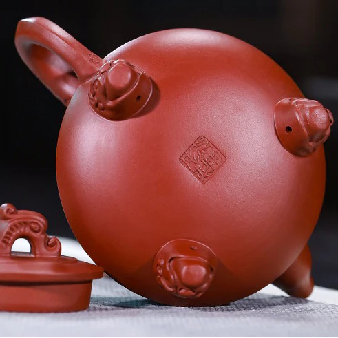 Yixing Red Clay Three Legs Dragon Teapot - Image 10