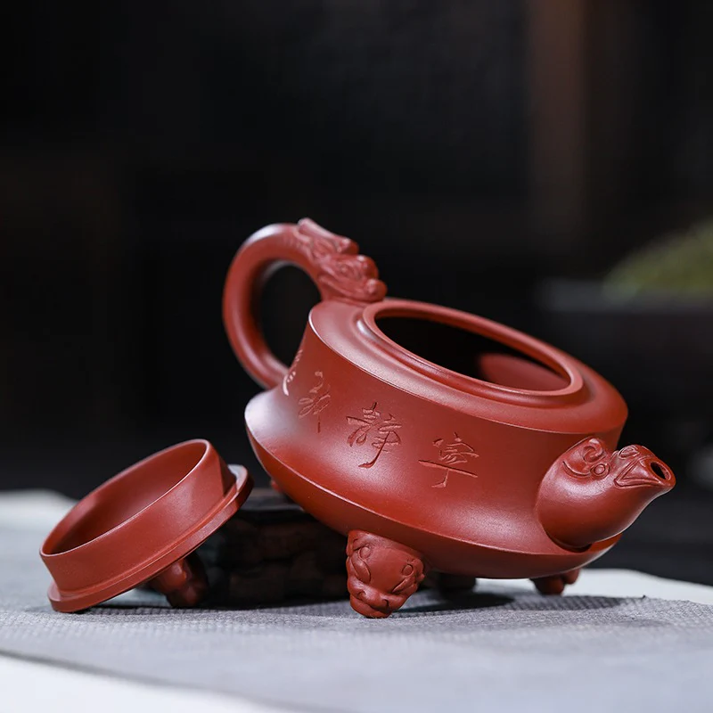 Yixing Red Clay Three Legs Dragon Teapot - Image 7