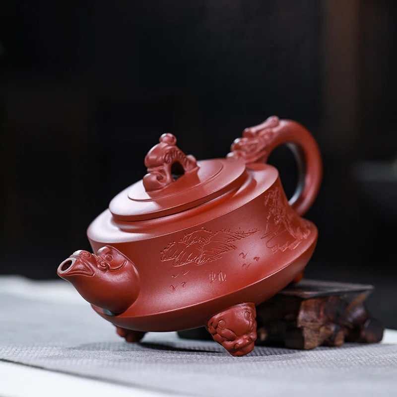 Yixing Red Clay Three Legs Dragon Teapot - Image 8