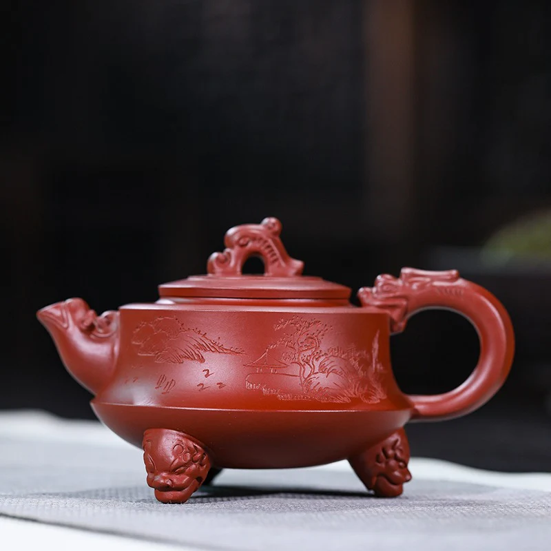 Yixing Red Clay Three Legs Dragon Teapot - Image 9