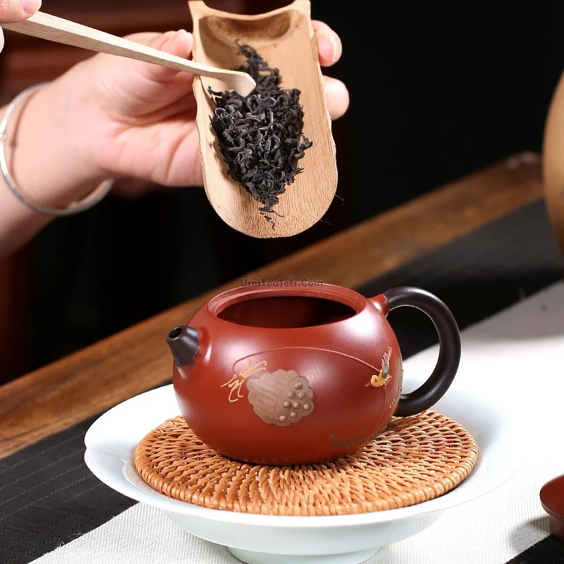 Yixing Red Clay Xi Shi Lotus Teapot - Image 3