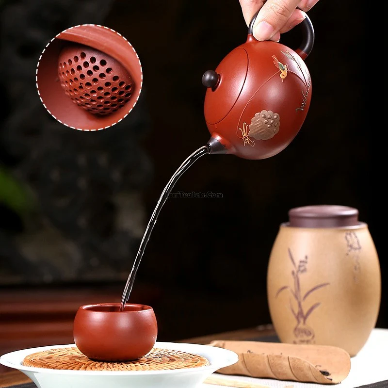 Yixing Red Clay Xi Shi Lotus Teapot - Image 5